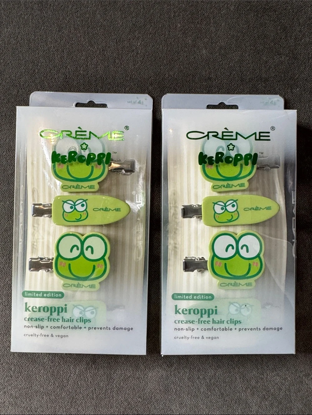 Crème x Keroppi Crease Free Hair Clips (2 Packs of 4) Sanrio NEW
